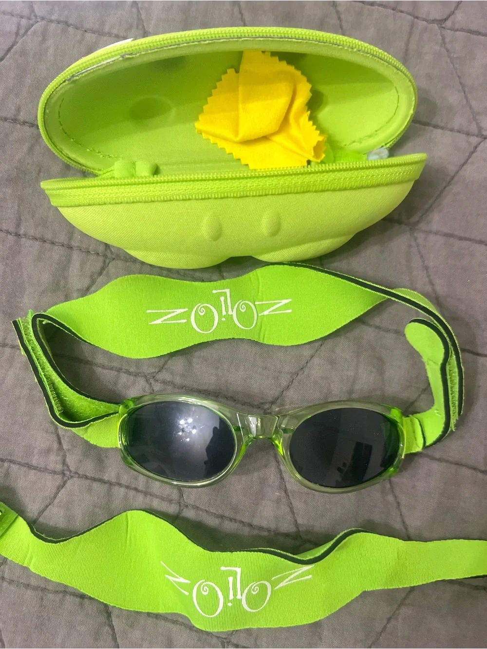 Kids Neon Green Goggles with Case